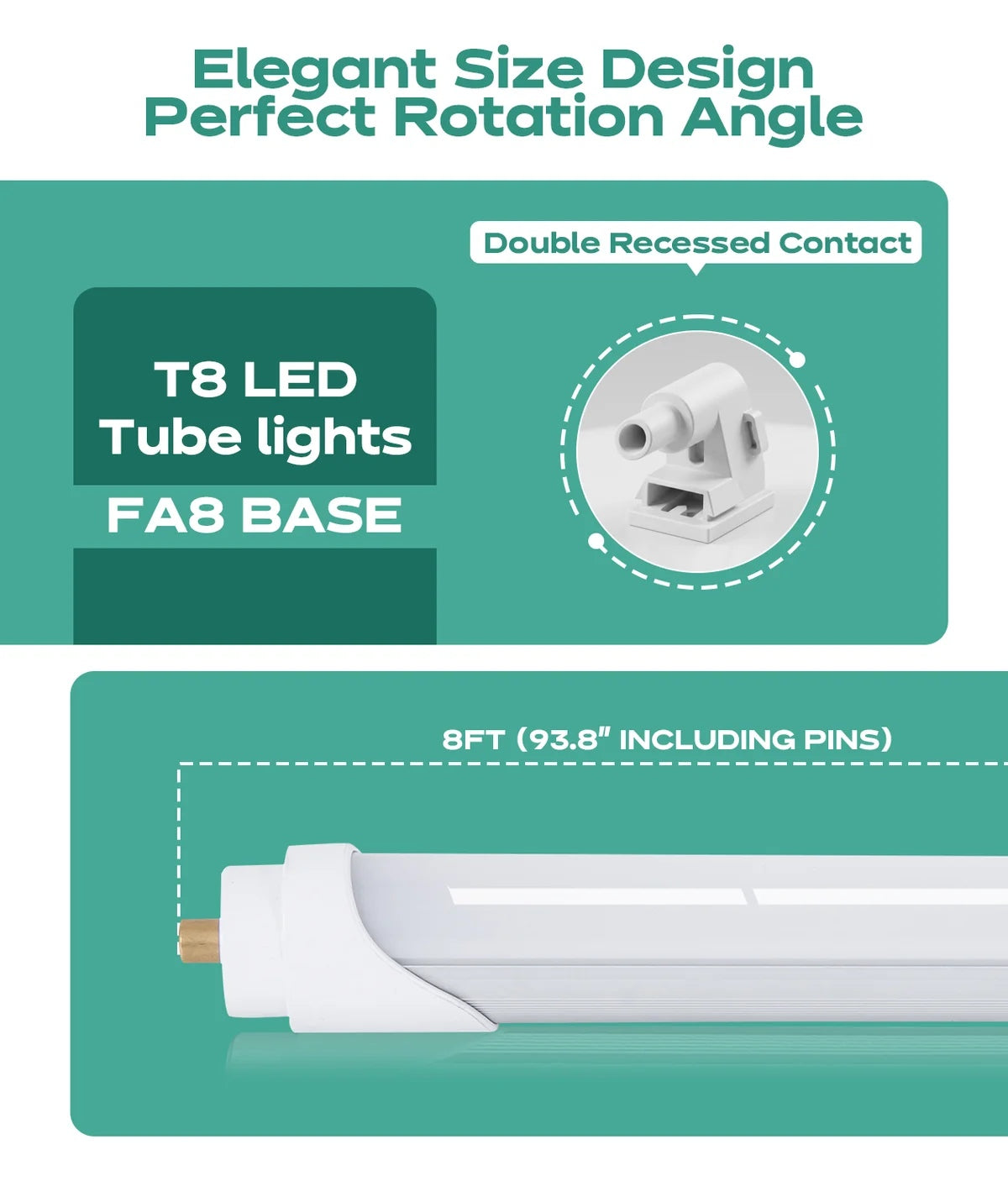 JEE 8ft T8 LED Tube FA8 40W 5000K Clear