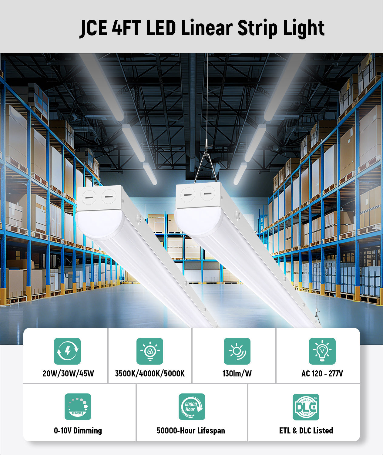 JEE 4ft LED Linear Strip ST 20-45W with Sensor Base