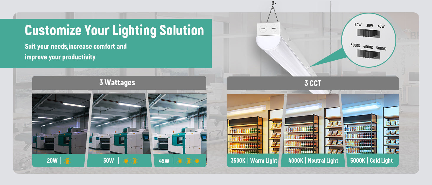 JEE 4ft LED Linear Strip ST02 20-45W with Sensor Base