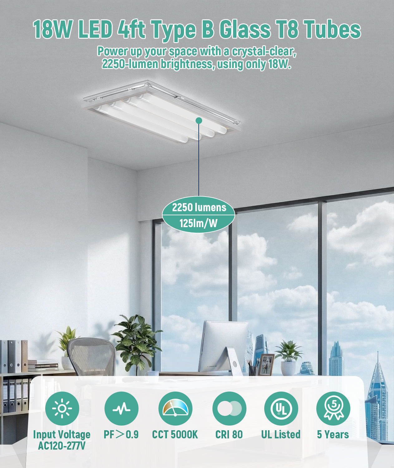 JEE 4ft T8 Glass LED Tube Type B 18W Milky