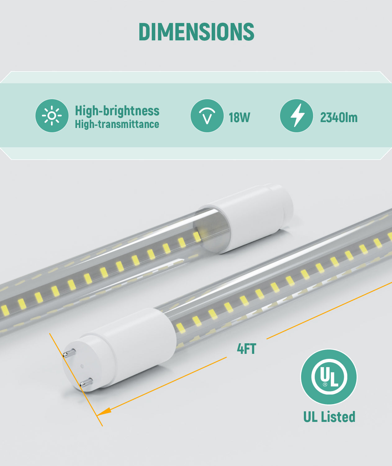 JEE 4ft T8 Glass LED Tube Type B 18W Clear