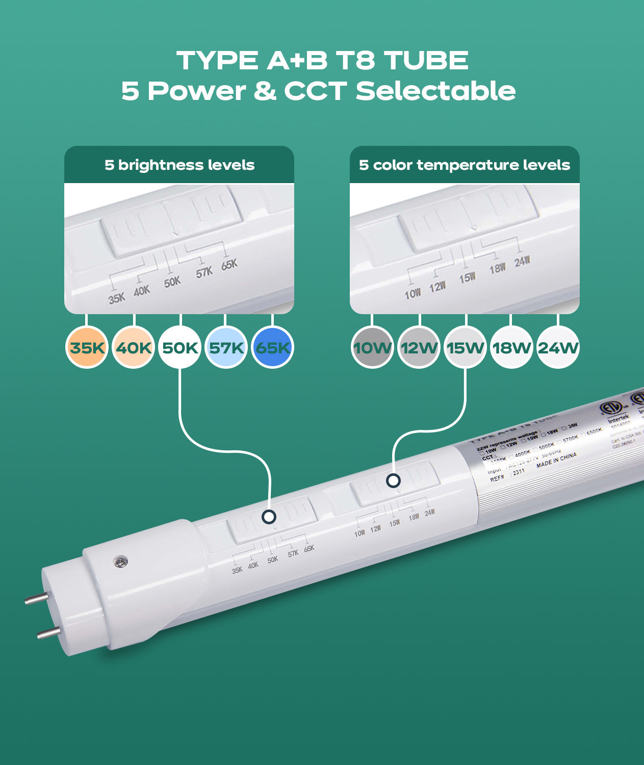 JEE 4ft T8 LED Tube Type A+B 10-24W