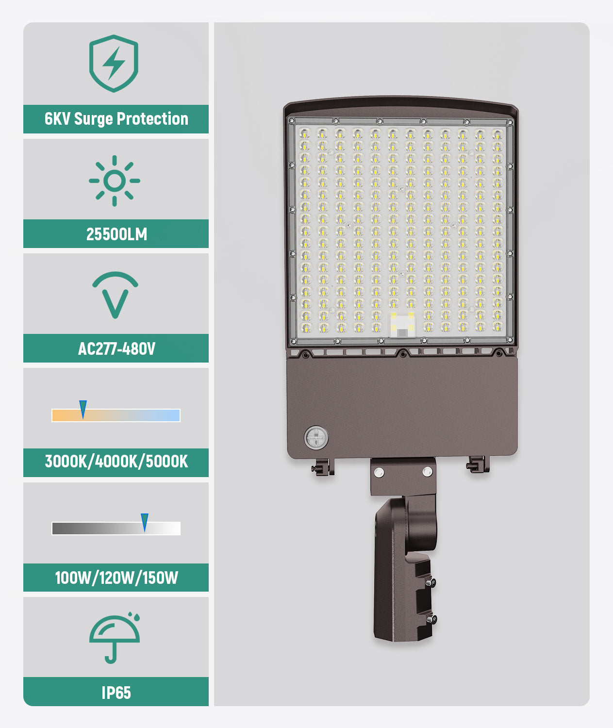 JEE AR09 LED Area Light 300-500W with Photocell Base